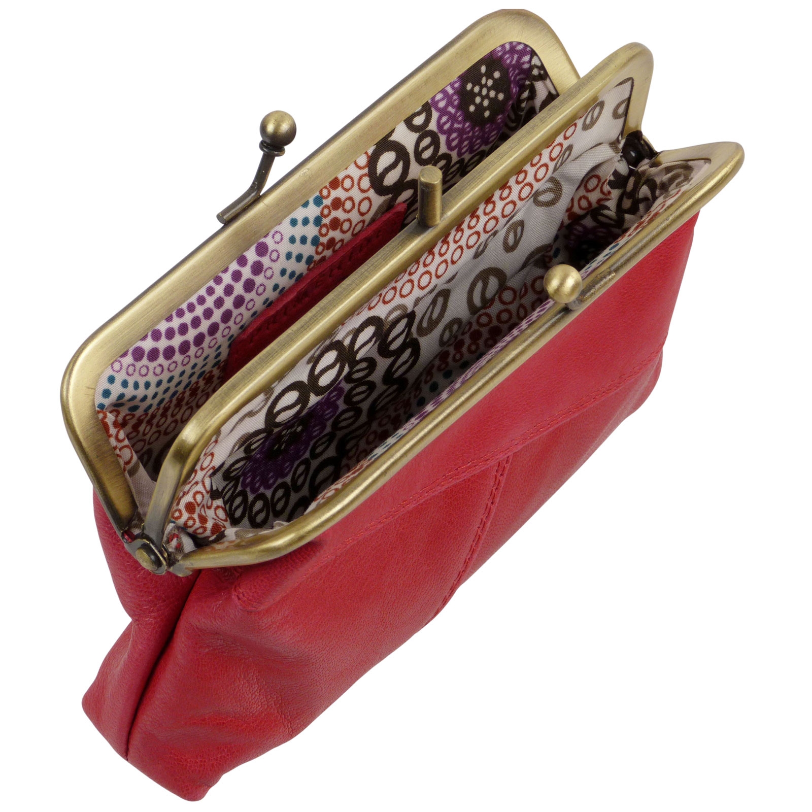 Primehide Leather Ladies Double Clip Coin Purse in Soft Crumble Collection Chang