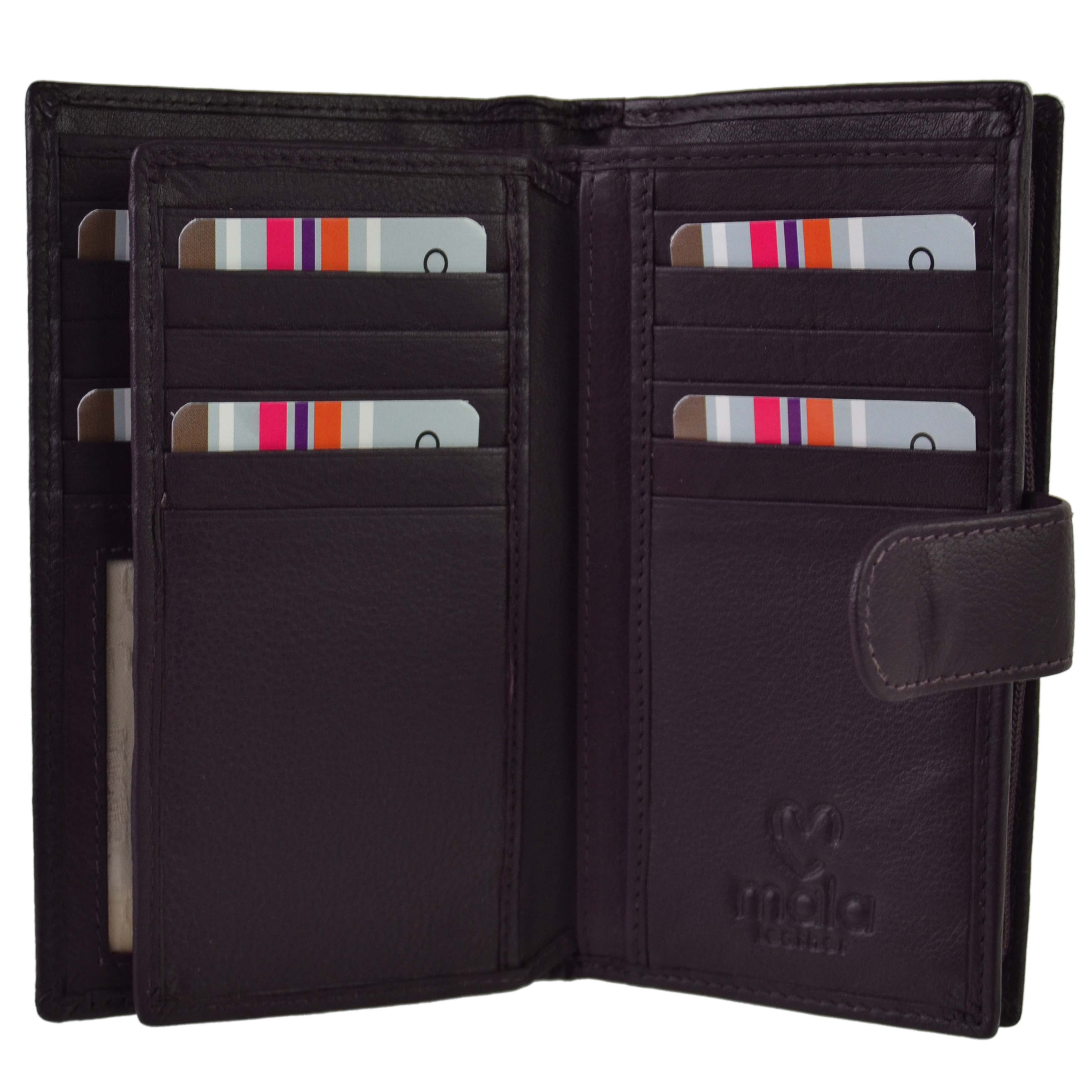 Ladies Soft Leather Tabbed RFID Protection Purse//Wallet by Mala; Origin Collecti