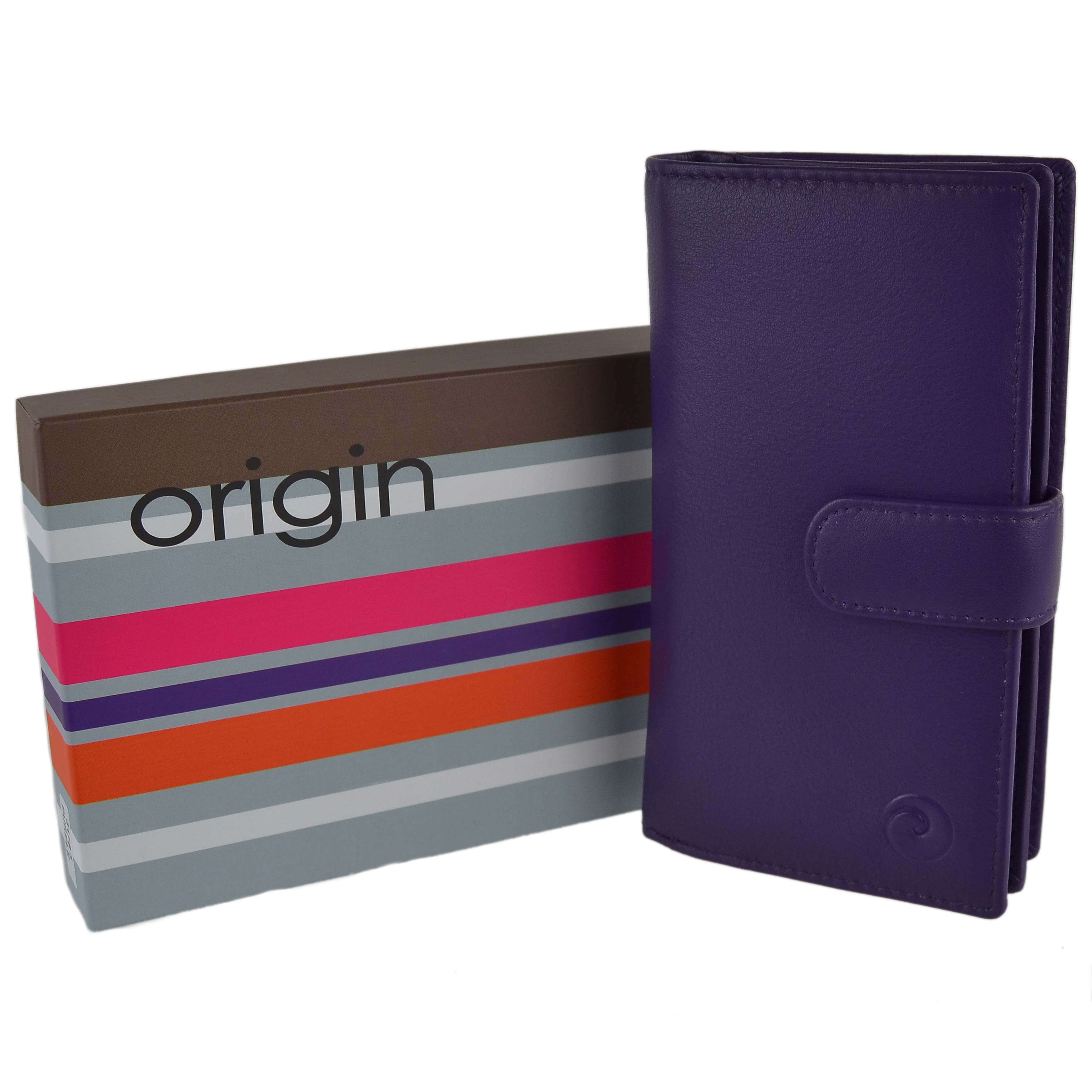 Ladies Soft Leather Tabbed RFID Protection Purse//Wallet by Mala; Origin Collecti