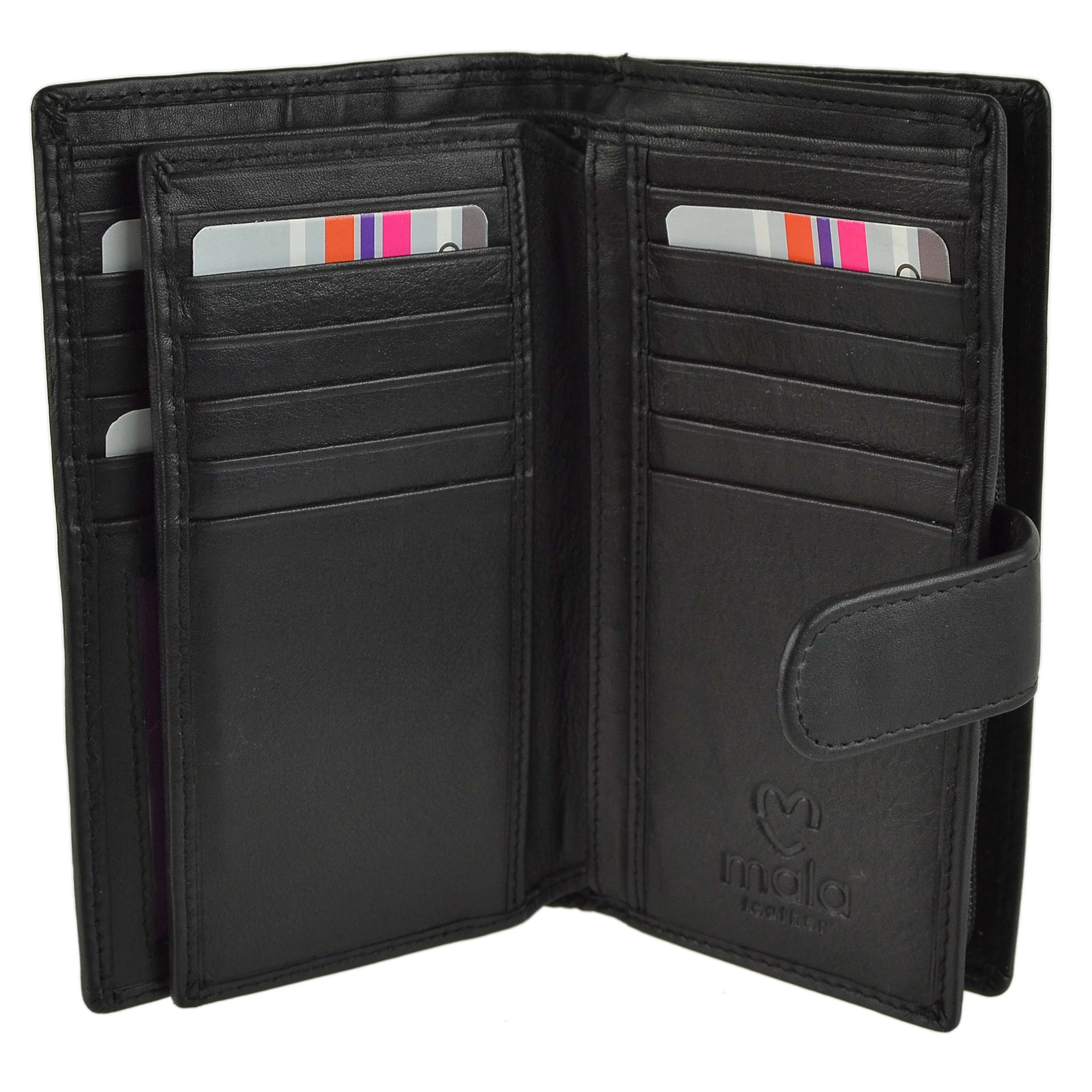 Ladies Soft Leather Tabbed RFID Protection Purse//Wallet by Mala; Origin Collecti