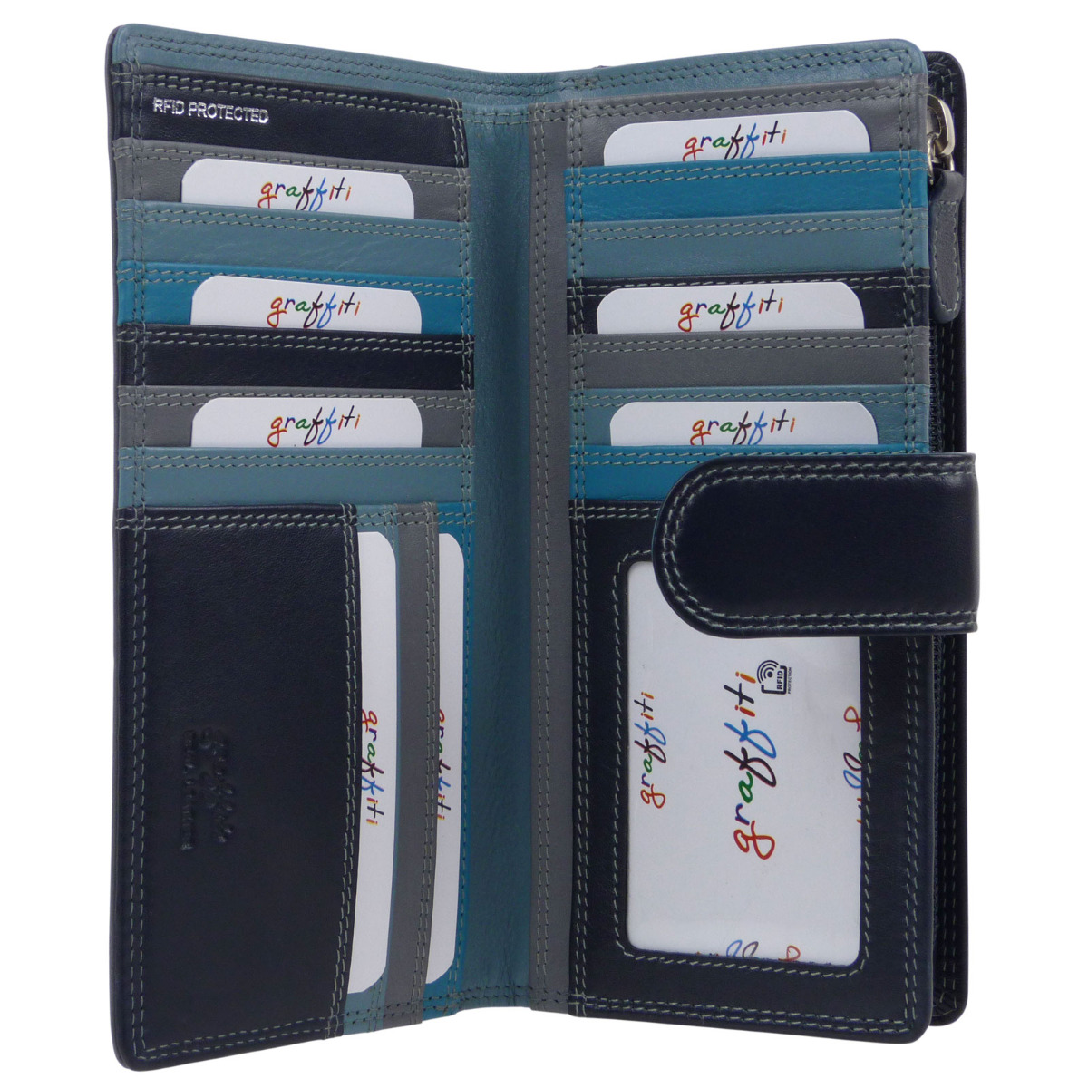 Ladies Leather Tabbed Purse/Wallet by Golunski; Graffiti Gift Box Bright Colours - Picture 76 of 103