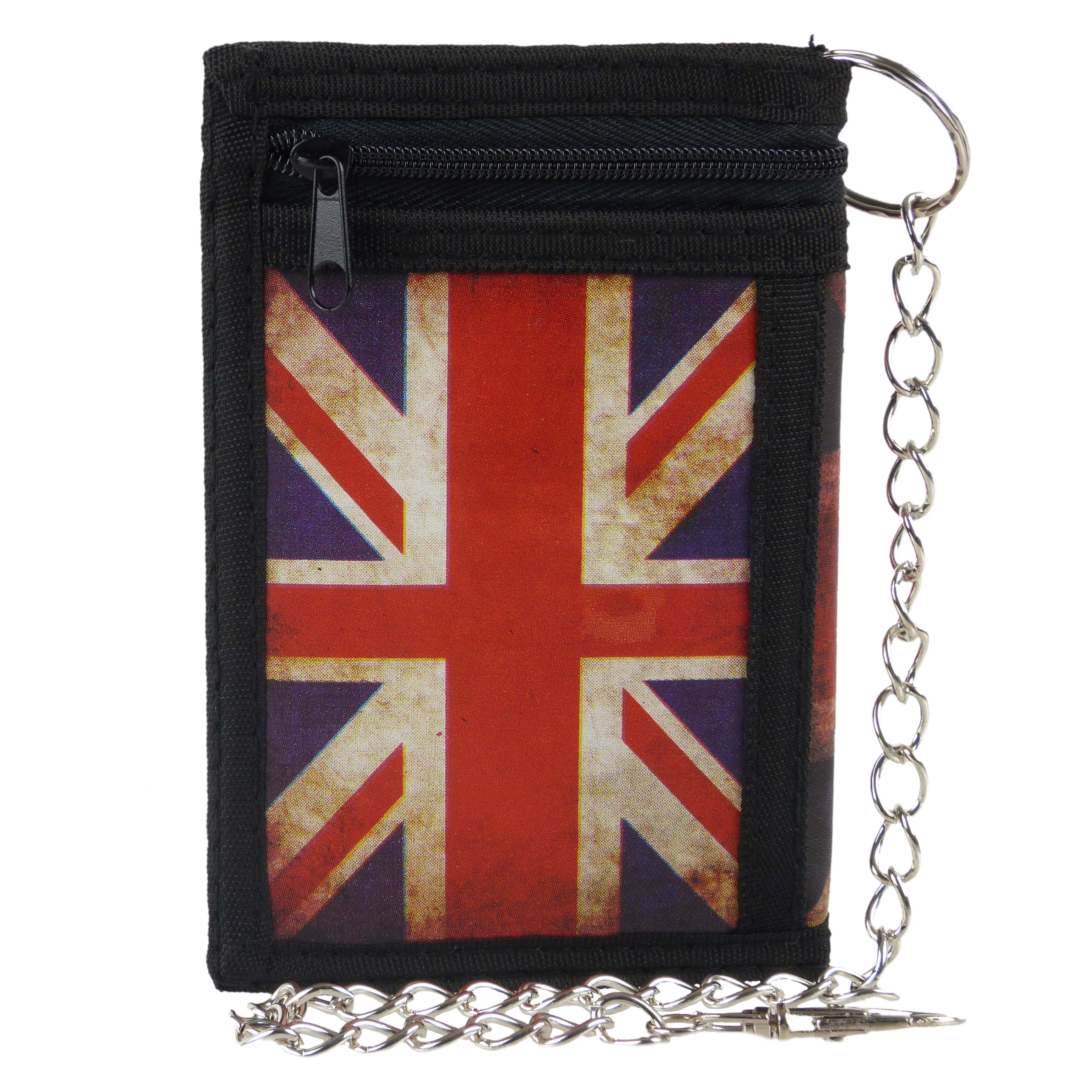 Mens Boys Union Jack Tri-Fold Wallet with Chain Clip British UK Flag 5055527728567 | eBay