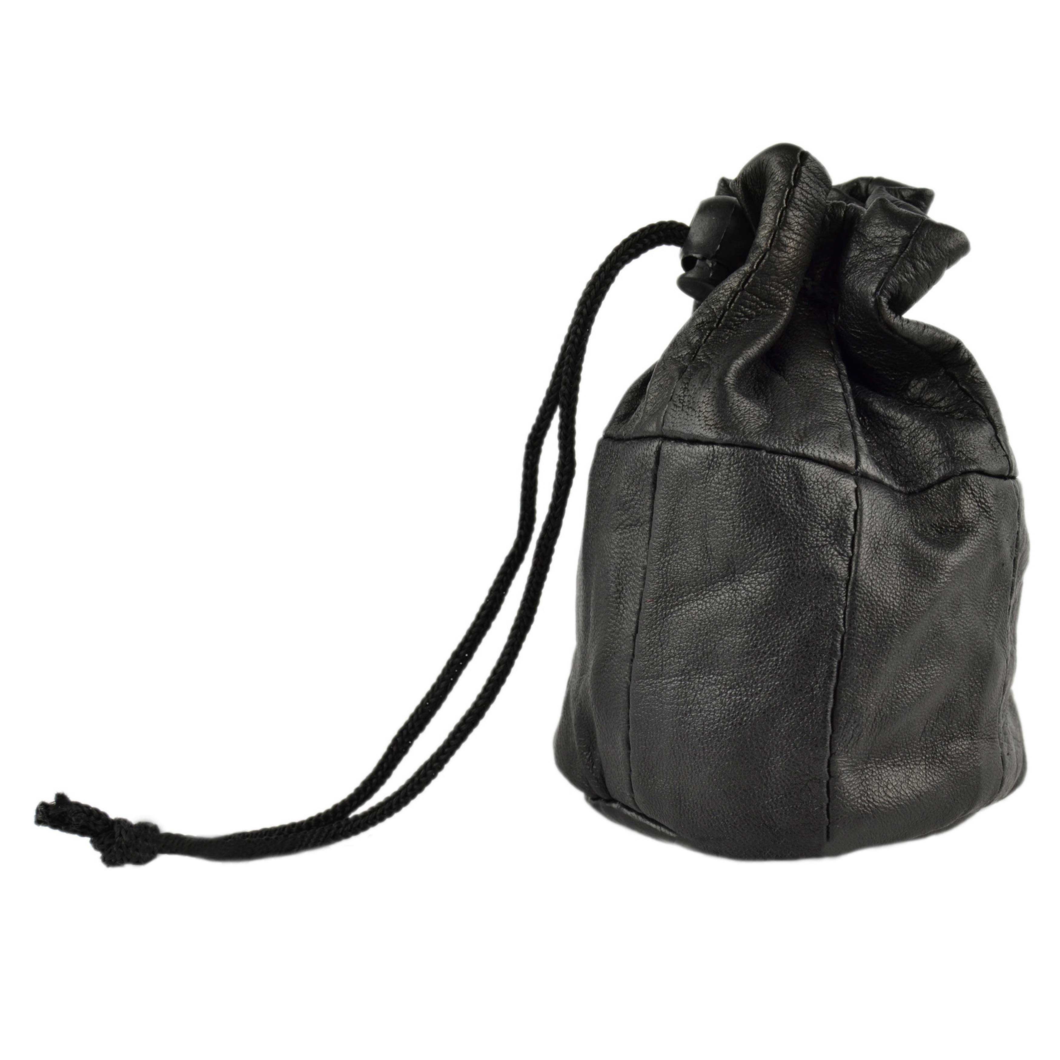 Lined Black Soft Leather Drawstring Wrist Pouch Coin Purse Change Handy 5055527706718 | eBay
