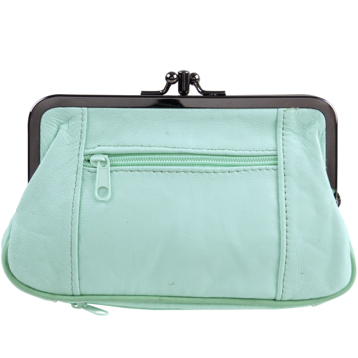 Oakridge Leather Ladies Double Clasp Coin Purse with Space for Credit Card - Picture 20 of 25