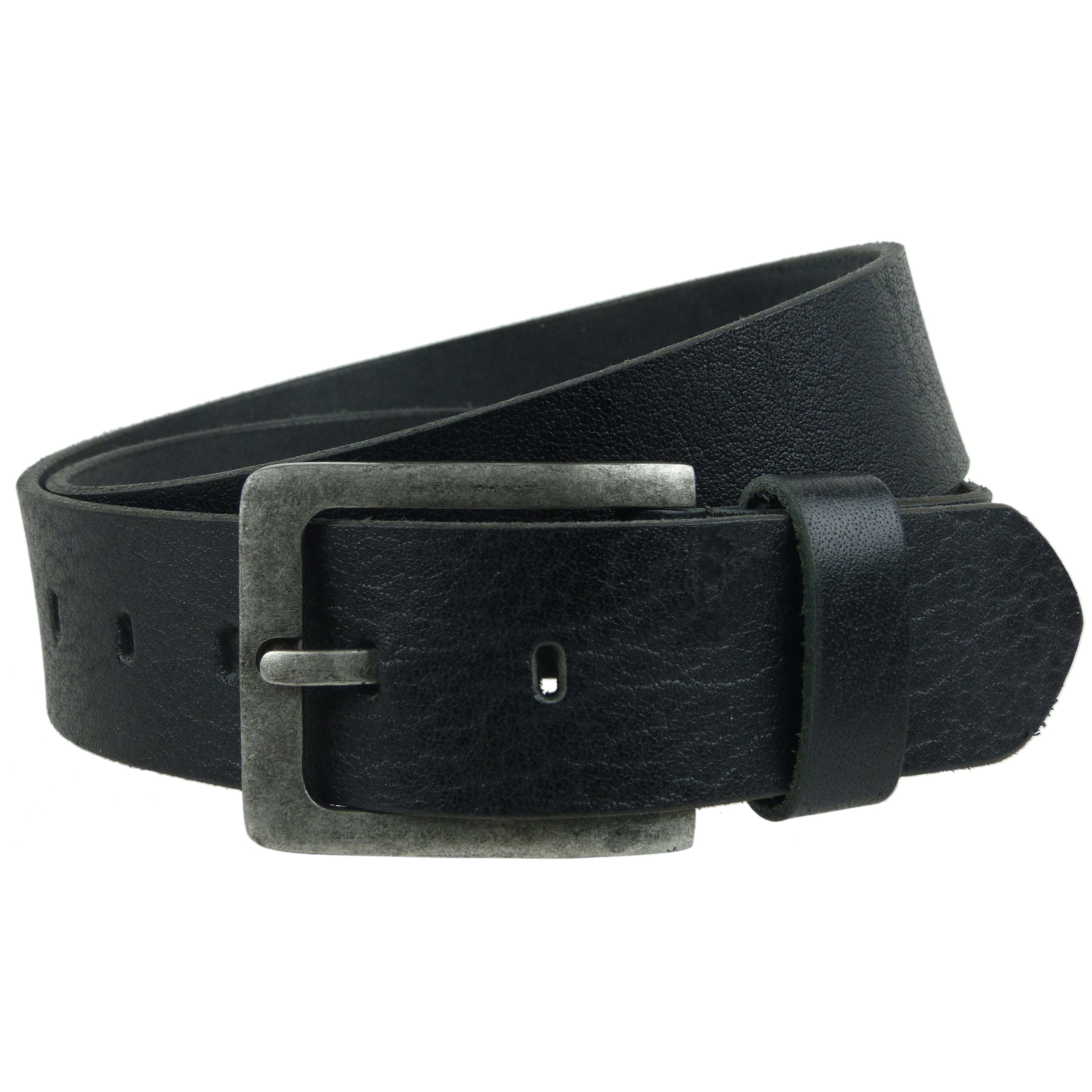 Mens Distressed Black Leather Casual Belt by Prime Hide up to 48" - 第 1/1 張圖片