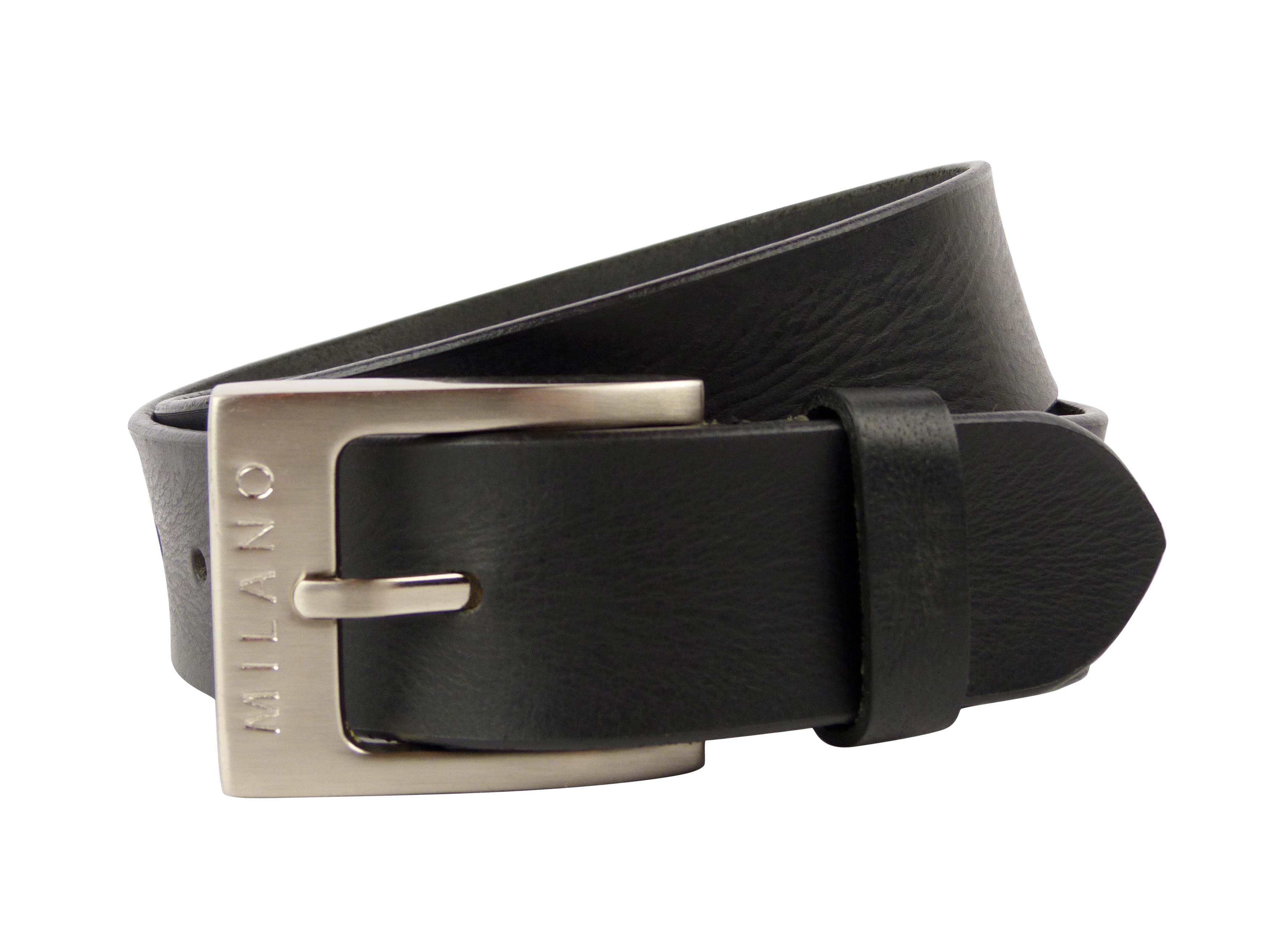 Mens Full Grain Leather 1.5" (40mm) Wide Belt by Milano Stylish Jeans (Black) - Picture 2 of 2