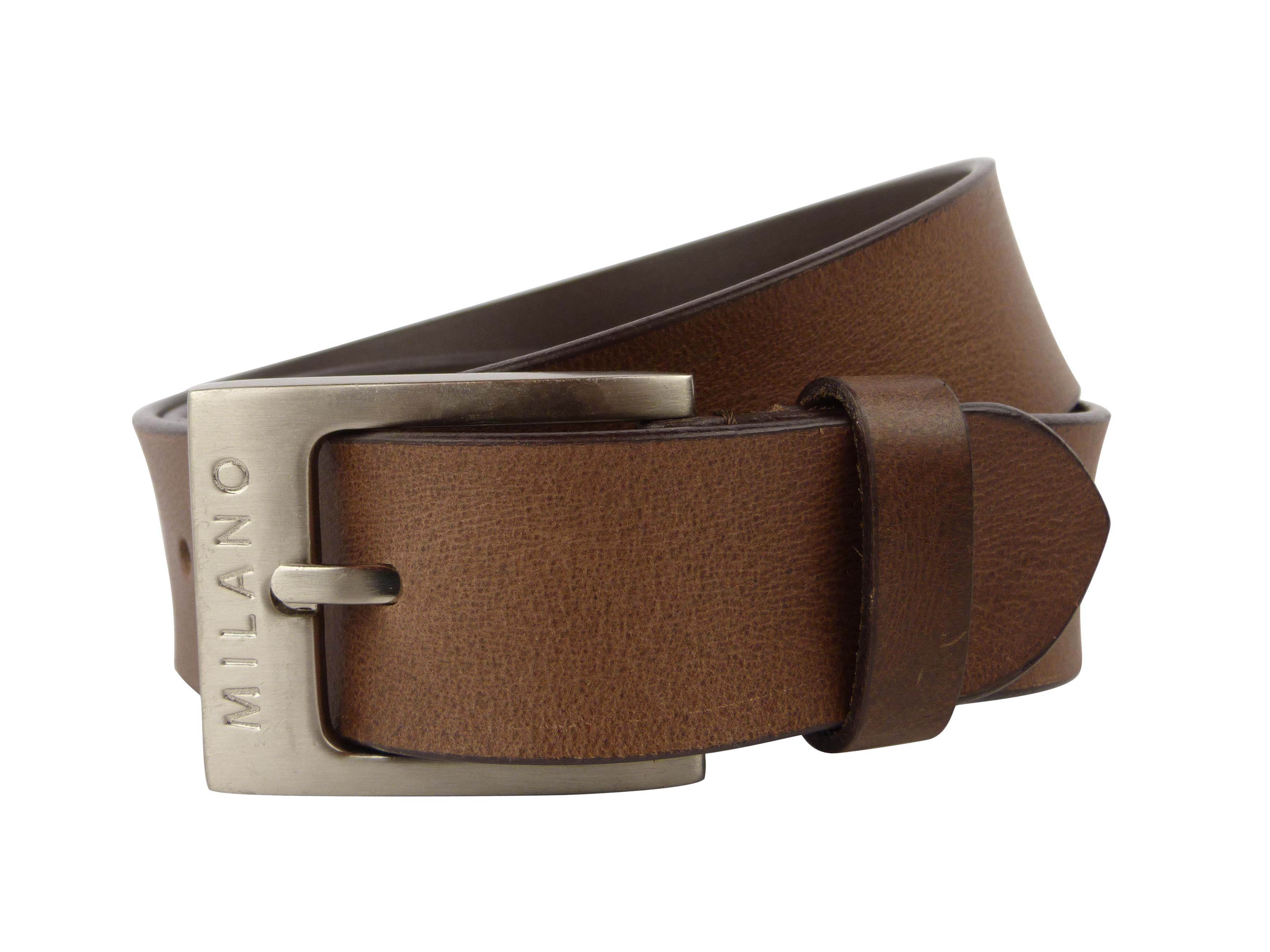 Mens Full Grain Leather 1.5" (40mm) Wide Belt by Milano Stylish Jeans (Brown) - Picture 2 of 2
