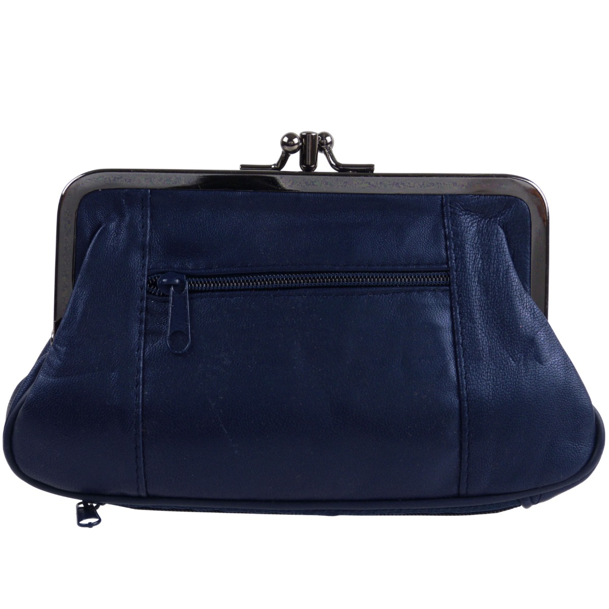 Oakridge Leather Ladies Double Clasp Coin Purse with Space for Credit Card - Picture 21 of 25