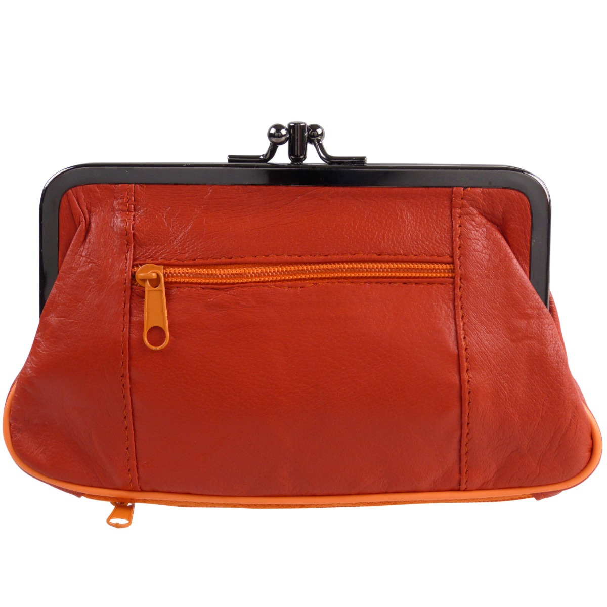 Oakridge Leather Ladies Double Clasp Coin Purse with Space for Credit Card