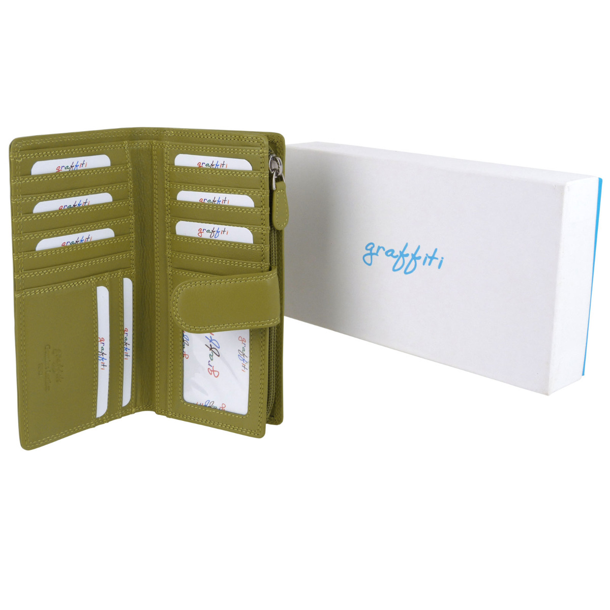 Ladies Leather Tabbed Purse/Wallet by Golunski; Graffiti Gift Box Bright Colours - Picture 28 of 103