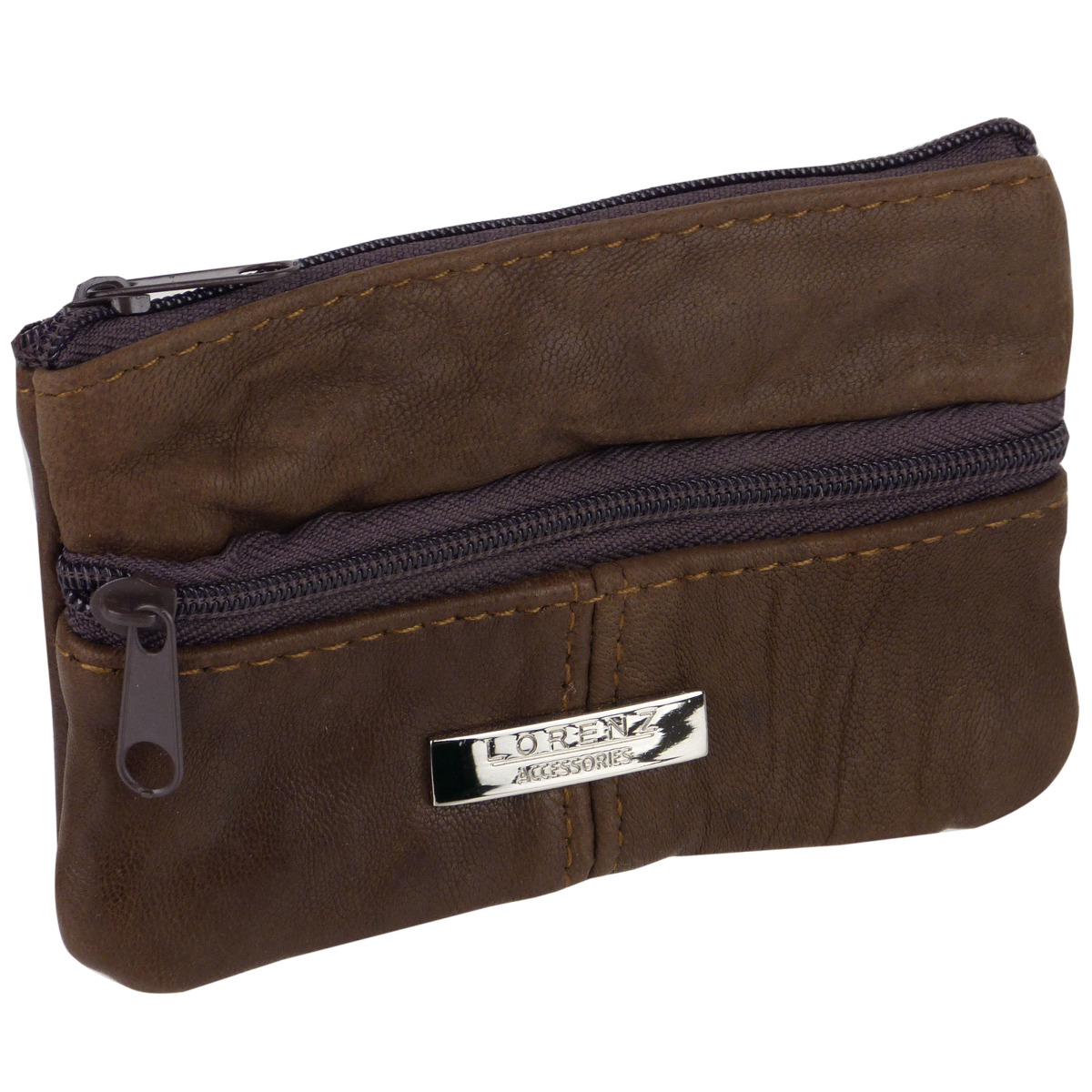 Lorenz Leather Mens 2 Zipped Coin Purse - Picture 9 of 11