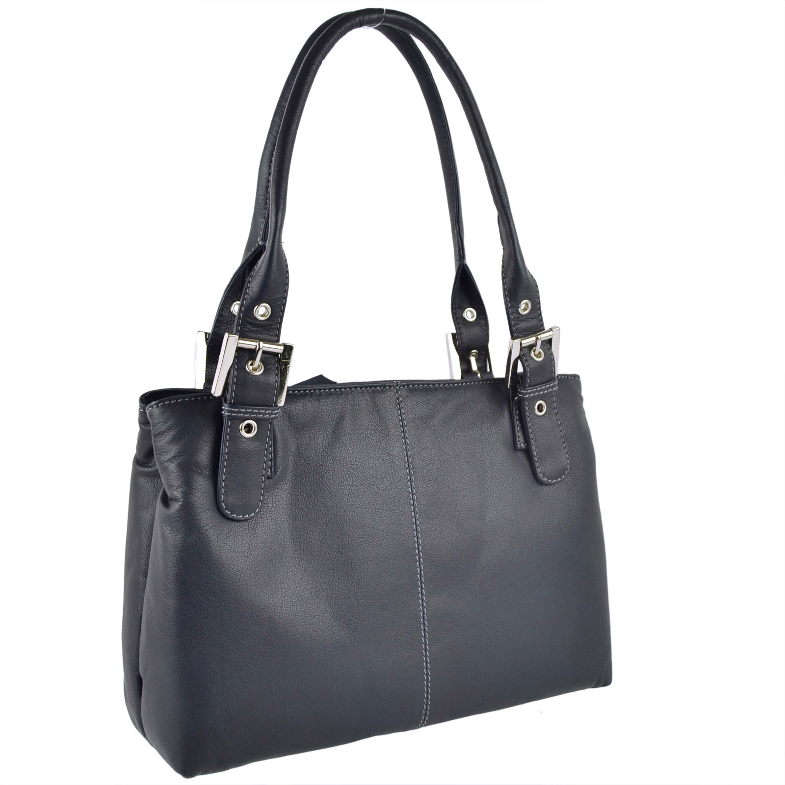 Ladies Soft Leather Classic Shoulder Bag by Blousey Brown Elegant Handbag - Picture 5 of 16