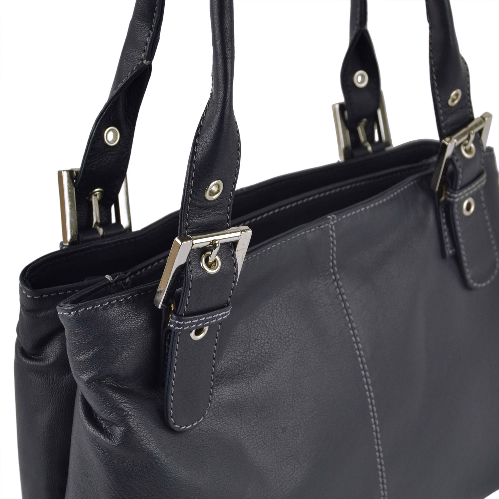 Ladies Soft Leather Classic Shoulder Bag by Blousey Brown Elegant Handbag - Picture 7 of 16