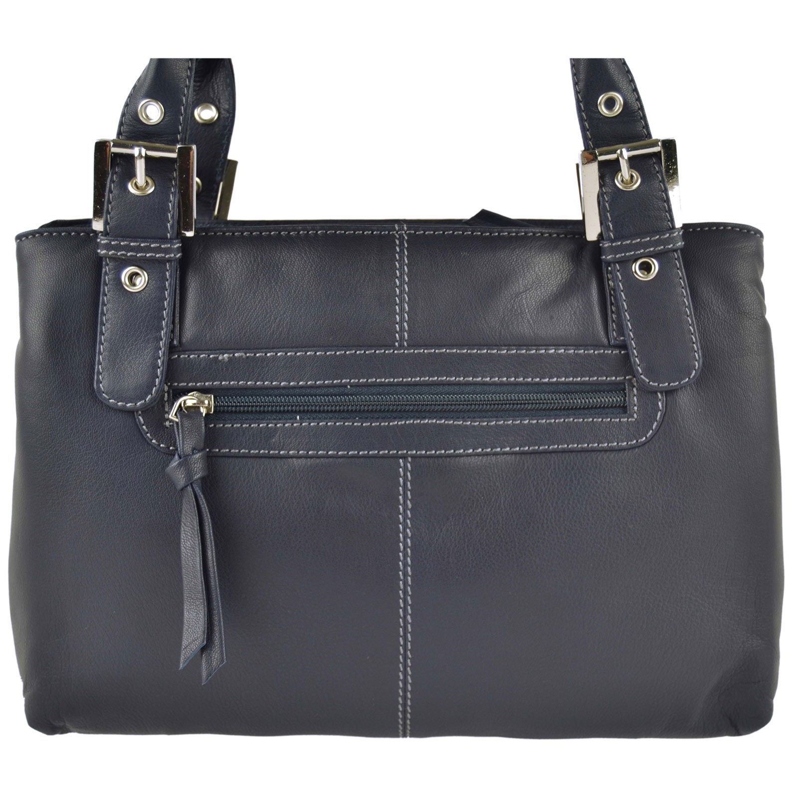 Ladies Soft Leather Classic Shoulder Bag by Blousey Brown Elegant Handbag - Picture 8 of 16