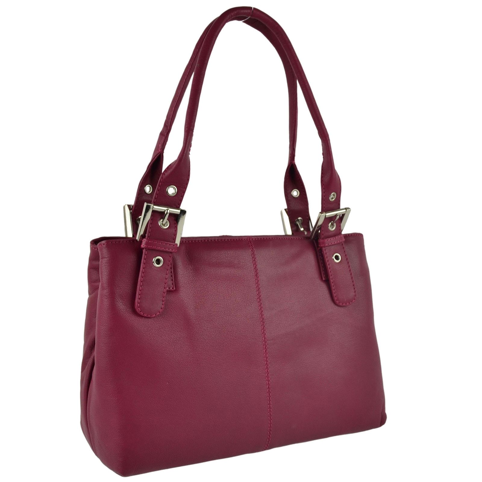 Ladies Soft Leather Classic Shoulder Bag by Blousey Brown Elegant Handbag - Picture 9 of 16
