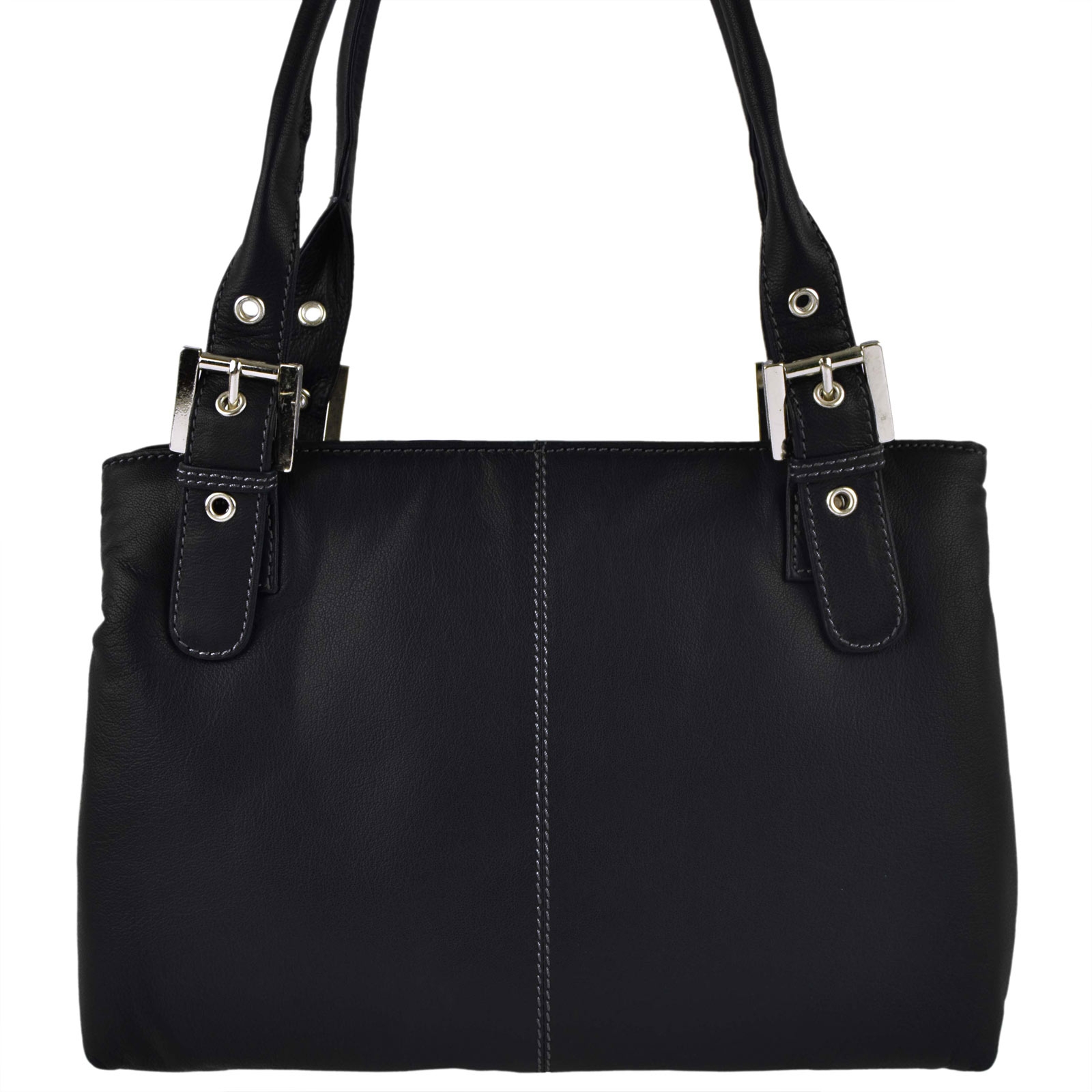 Ladies Soft Leather Classic Shoulder Bag by Blousey Brown Elegant Handbag - Picture 14 of 16