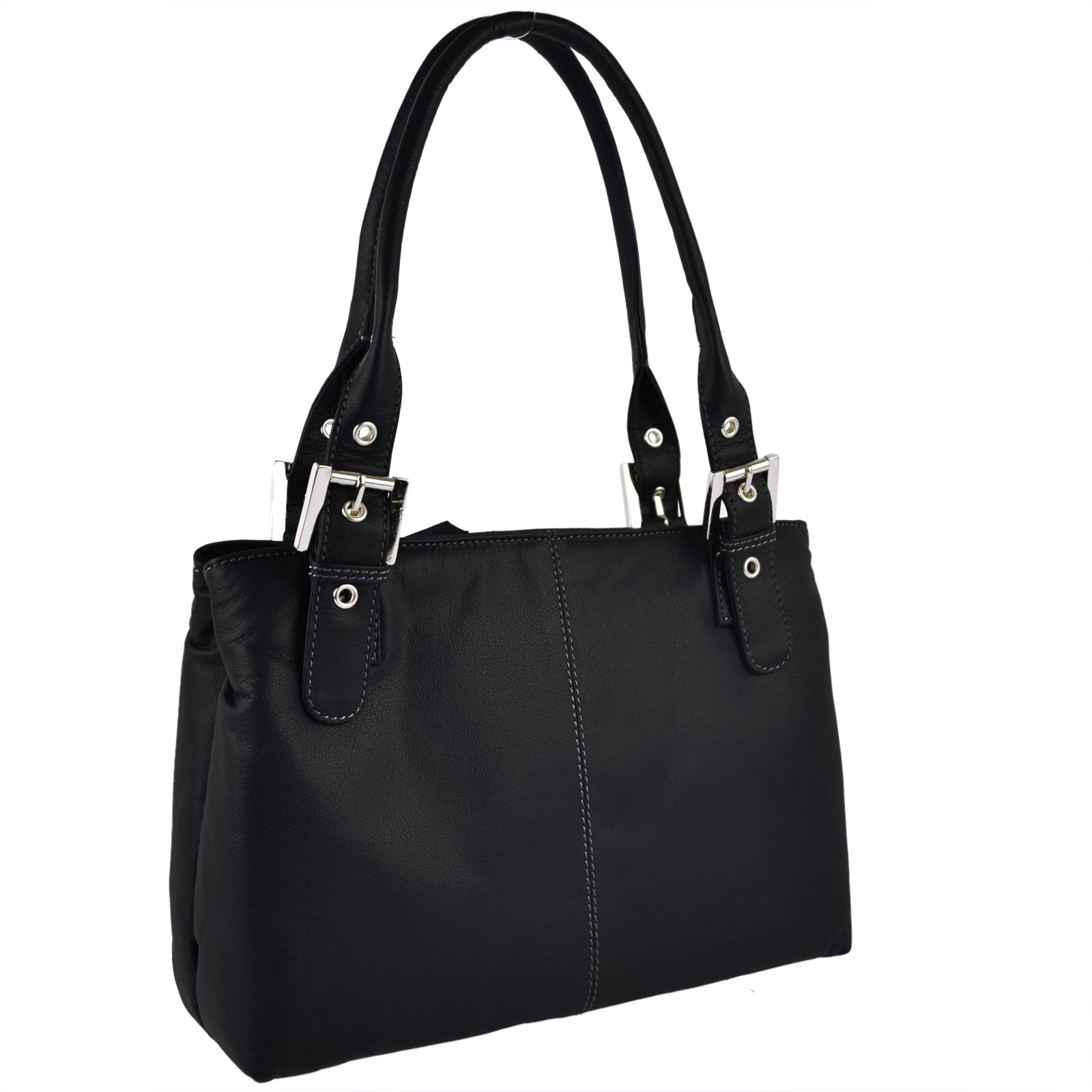 Ladies Soft Leather Classic Shoulder Bag by Blousey Brown Elegant Handbag - Picture 13 of 16