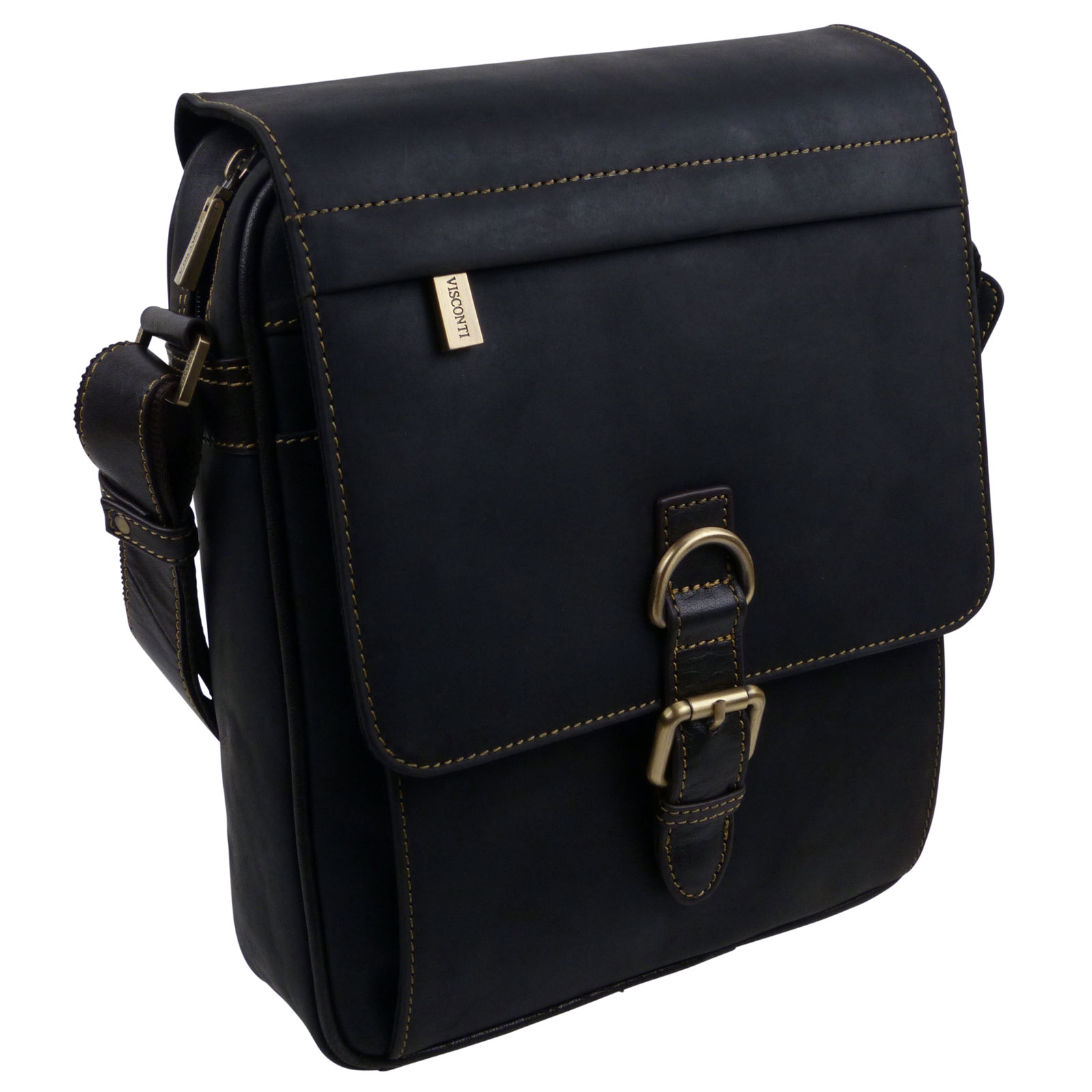 Visconti Leather Mens Messenger Bag - Hunter Collection - Picture 6 of 19