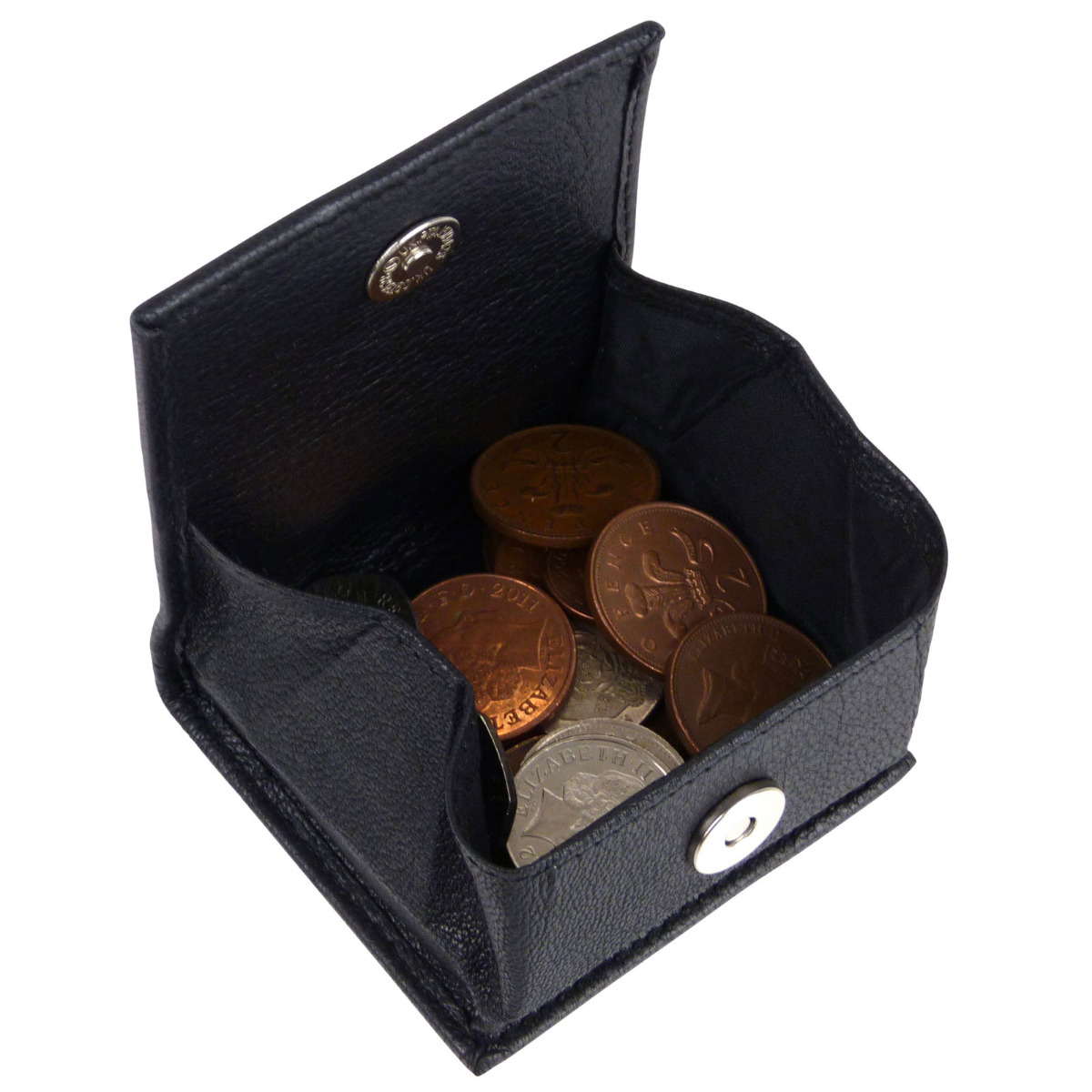 Borsa vassoio per monete Oakridge da uomo in pelle quadrata con tasca - Foto 11 di 26