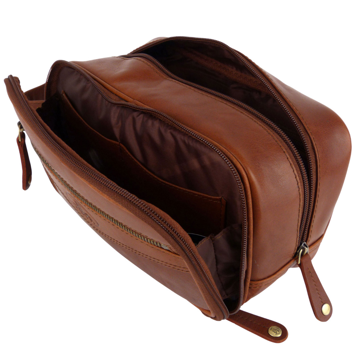 Rowallan of Scotland Mens Compact Leather WashBag Toiletries - Picture 7 of 12