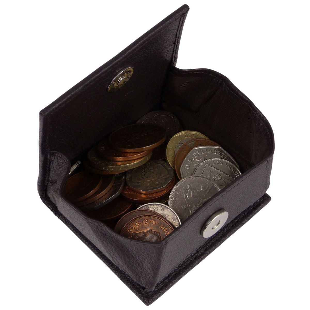 Borsa vassoio per monete Oakridge da uomo in pelle quadrata con tasca - Foto 17 di 26