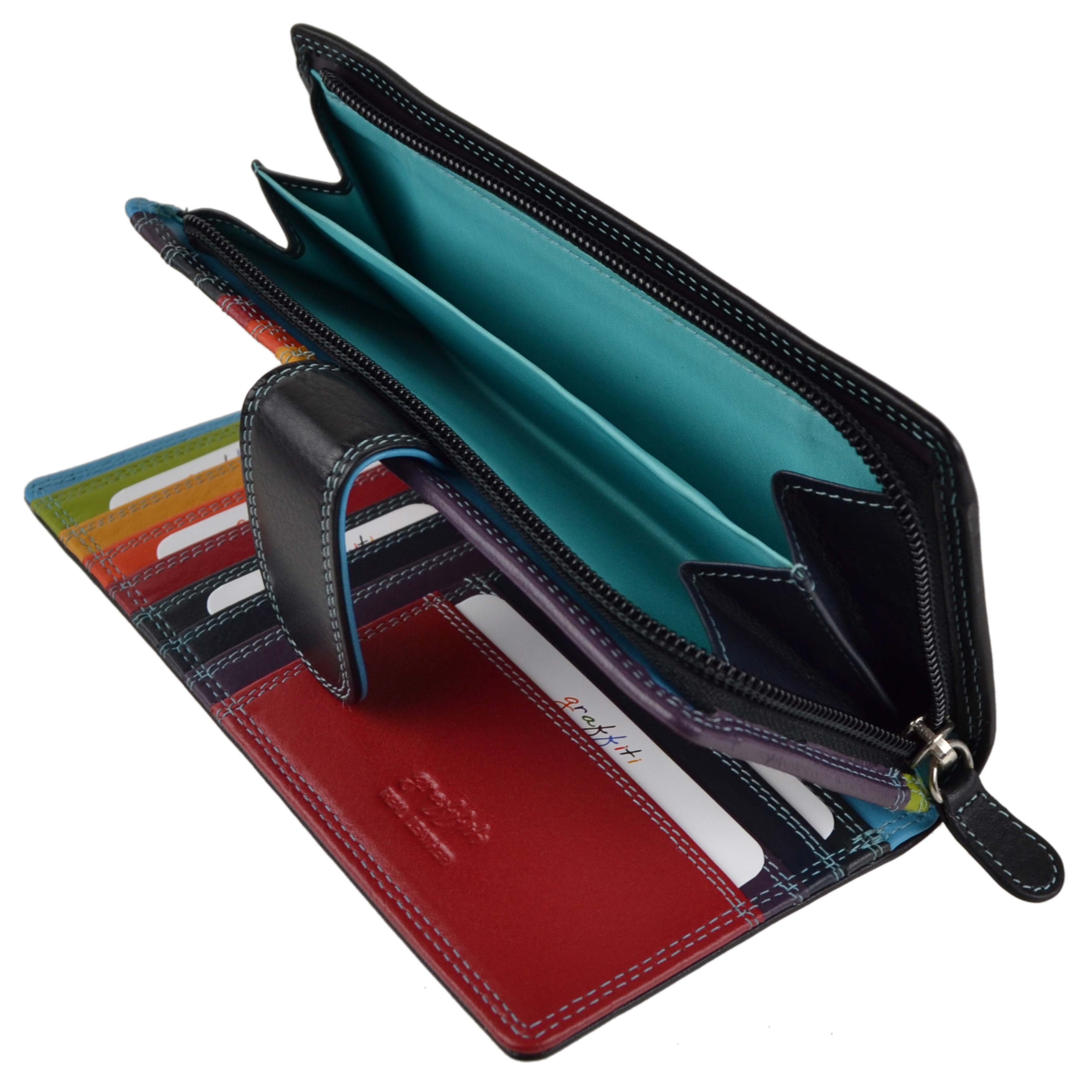 Ladies Leather Tabbed Purse/Wallet by Golunski; Graffiti Gift Box Bright Colours - Picture 12 of 103