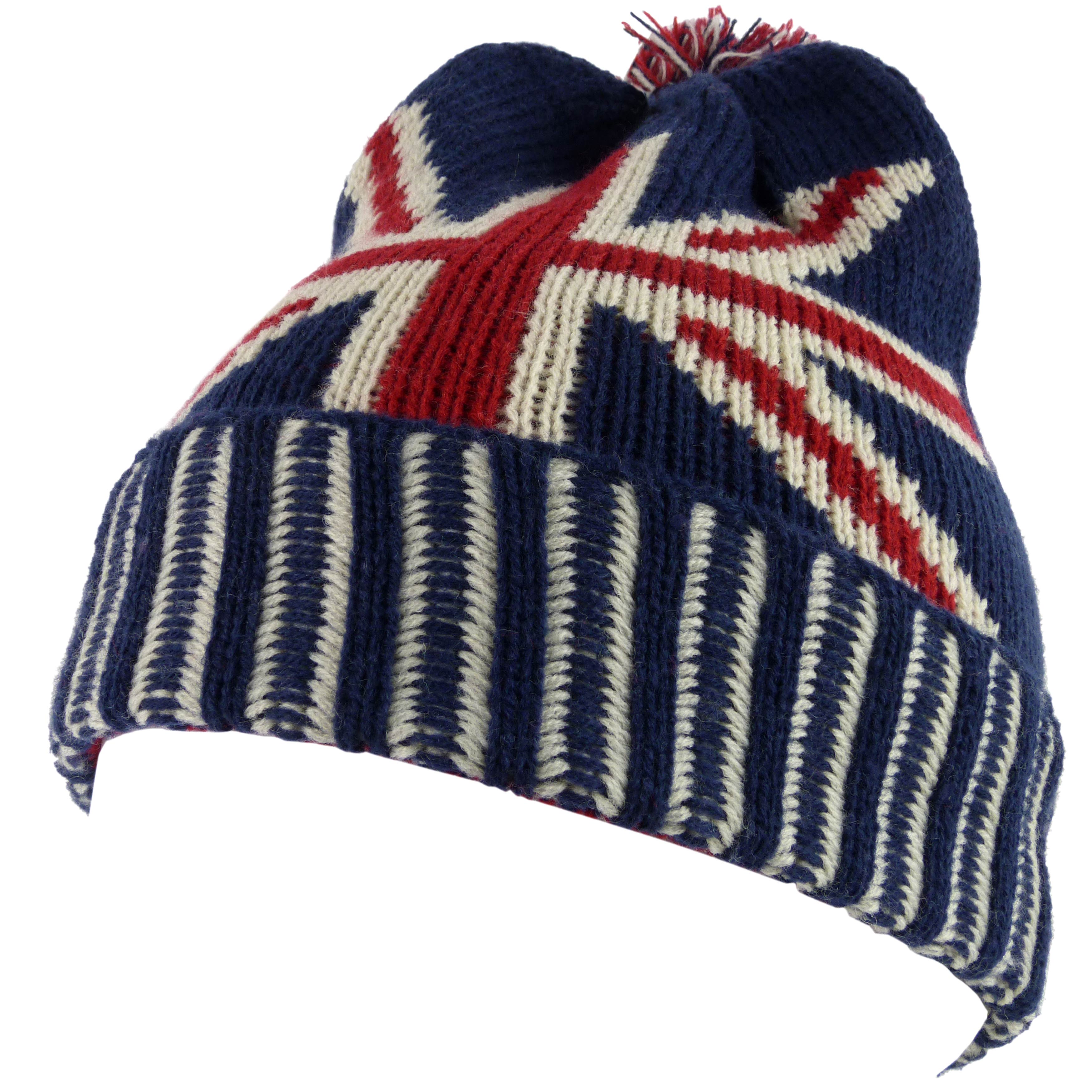 Cappello Bobble Unisex Union Jack - Rosso Bianco Blu - Taglia Unica - 7X