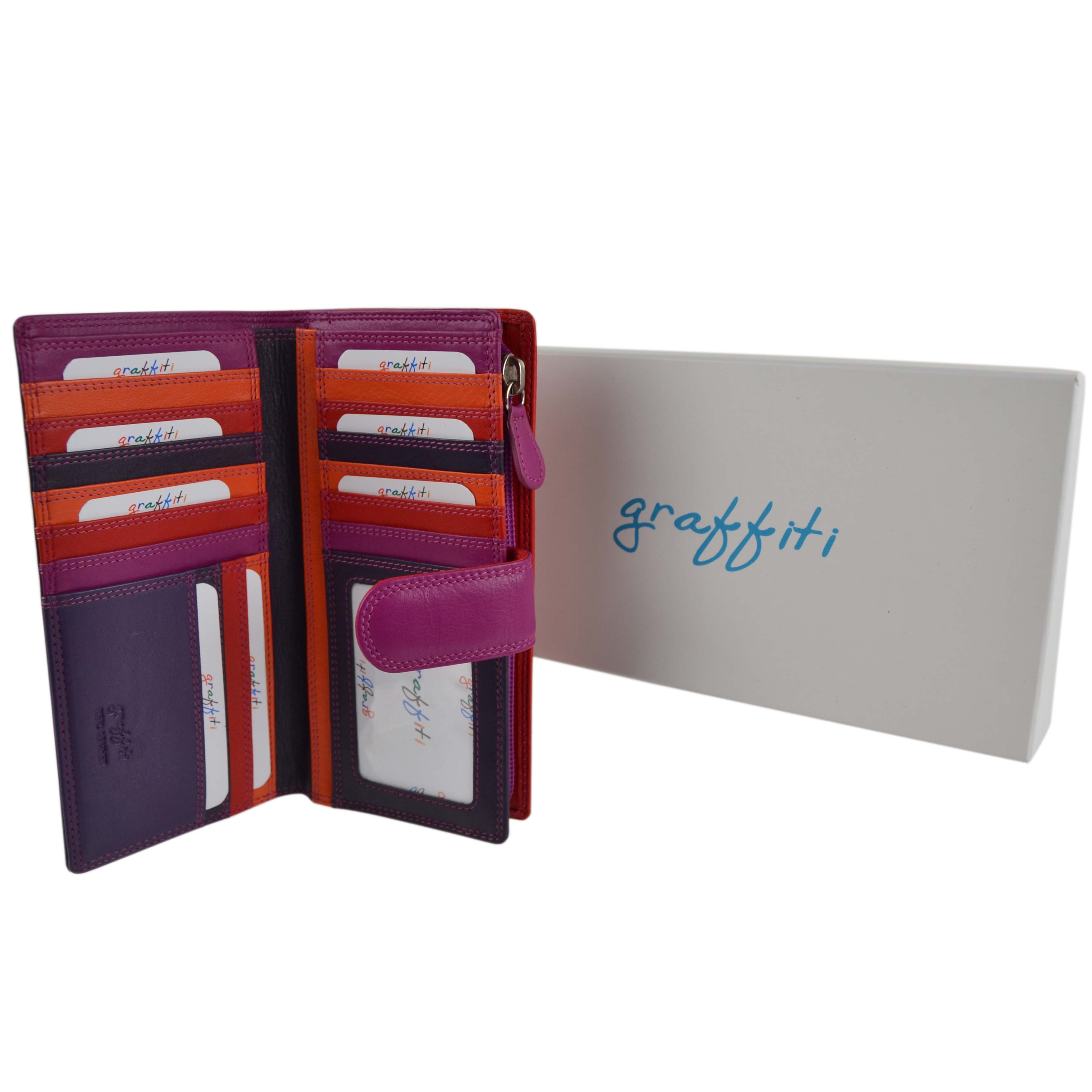 Ladies Leather Tabbed Purse/Wallet by Golunski; Graffiti Gift Box Bright Colours - Picture 16 of 103