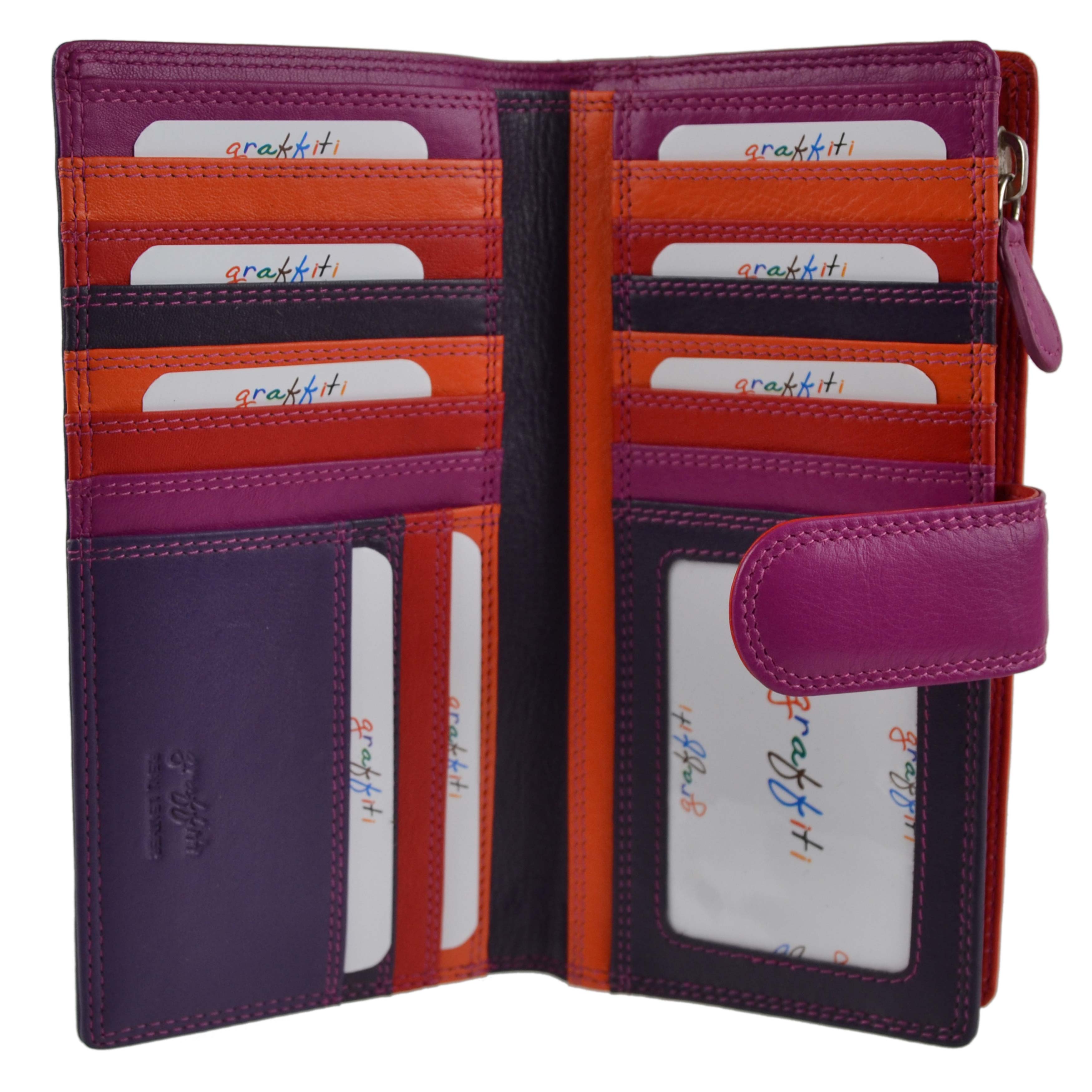 Ladies Leather Tabbed Purse/Wallet by Golunski; Graffiti Gift Box Bright Colours - Picture 18 of 103