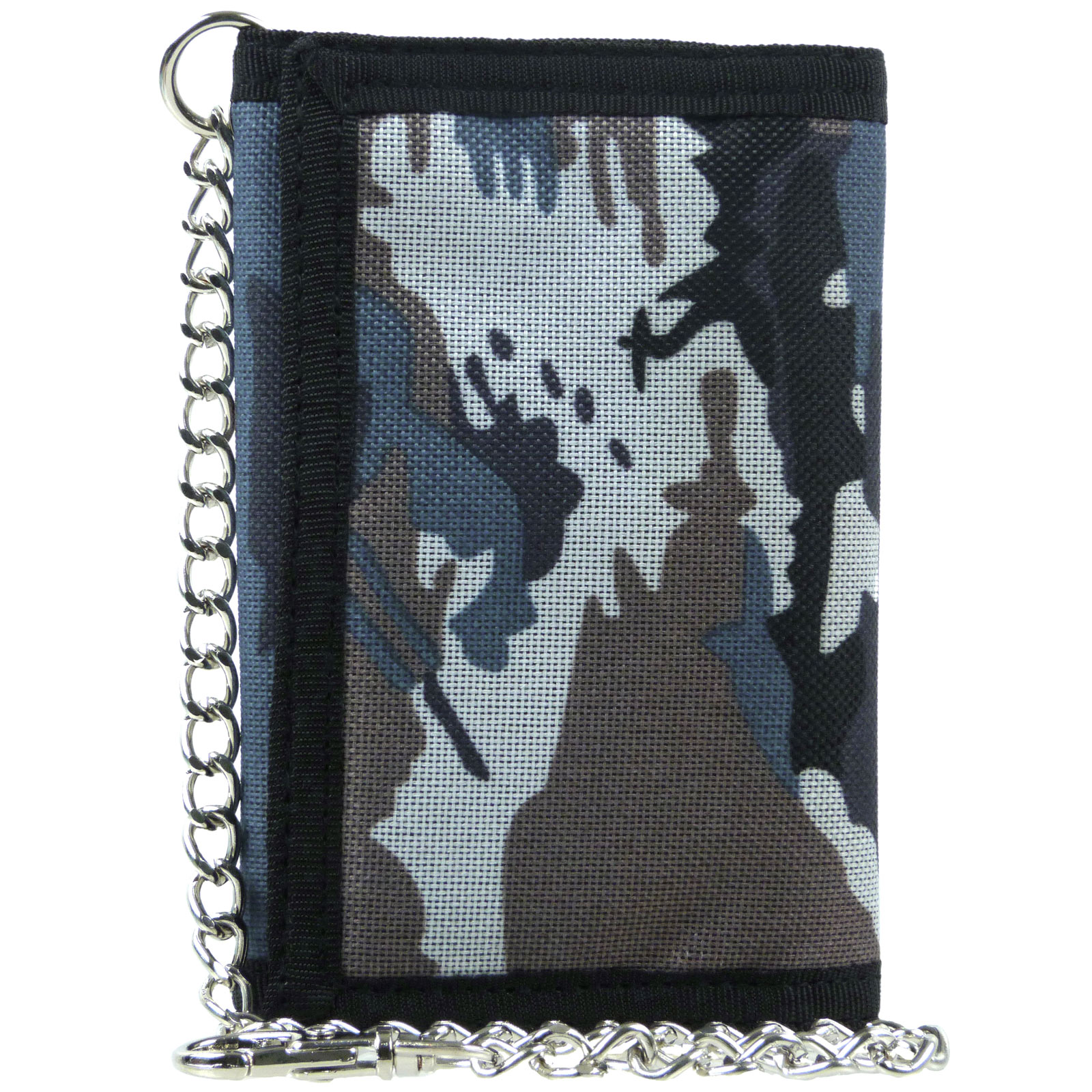 RED X Mens Camouflage Canvas Tri-Fold Wallet with Chain & Clip - Picture 13 of 27