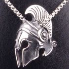Pickled Moon Spartan Warrior Helmet Pendant & Chain Necklace 