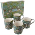 William Morris Strawberry Thief Set of 4 China Mugs Gift Boxed The Leonardo Collection