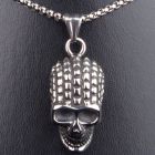 Pickled Moon Mens Stainless Steel Ridge Skull Pendant & Chain Long Necklace
