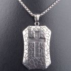Pickled Moon Cross On Dog Tag Pendant & Chain Necklace