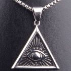 Pickled Moon Illuminati Triangle All Seeing Eye Pendant & Chain Necklace 