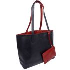 Oakridge Leather Reversible Tote Bag Black or Red Open Top Shoulder Bag With Pouch