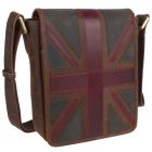 Mala Leather Crossbody Flap-Over Bag Union Jack Vintage Collection in Brown