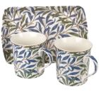 William Morris Willow Bough  Set of 2 China Mugs with Tray The Leonardo Collection