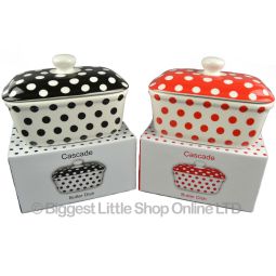 **SECONDS** Polka Dot China Butter Dish by Lesser & Pavey