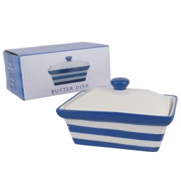 ++ SECONDS++  Imperfections – See images.  The Leonardo Collection Stripe Butter Dish