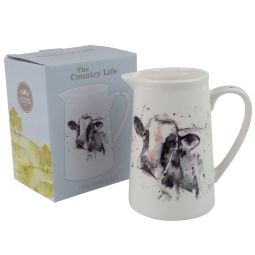 Country Life Ceramic Jug 500ml Cow Design Rustic Home Decor