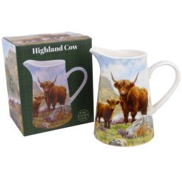 William Morris China Jug Highland Cow Design Gift Boxed 