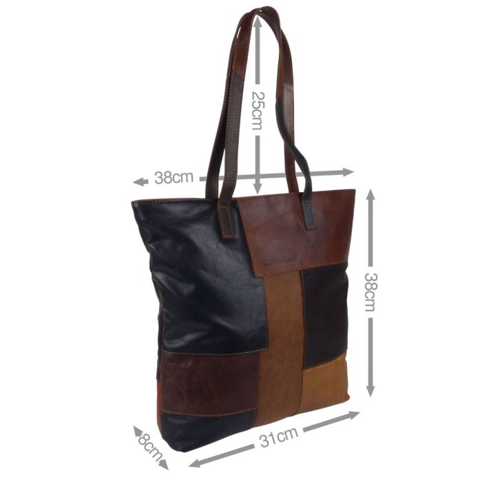Rowallan of Scotland Leather Ladies Top Zip Shoulder Bag - Brown