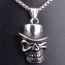 Pickled Moon Gothic Skull Pendant & Chain Necklace 