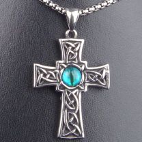 Pickled Moon Irish Celtic Knot Eye Cross Pendant & Chain Necklace 