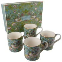 William Morris Strawberry Thief Set of 4 China Mugs Gift Boxed The Leonardo Collection