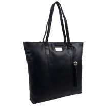 ECLORE Paris Ladies Leather Work Tote Bag Black 