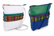 Ladies White Leather Cross Body Organiser Shoulder Bag by ili New York