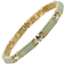Sisto-X Ladies Magnetic Bracelet Faux Jade Green Gemstones