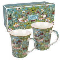 William Morris Strawberry Thief Set of 2 China Mugs The Leonardo Collection  in Presentation Box